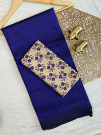 Handwoven Mangalagiri Plain Pattu Saree - Blue