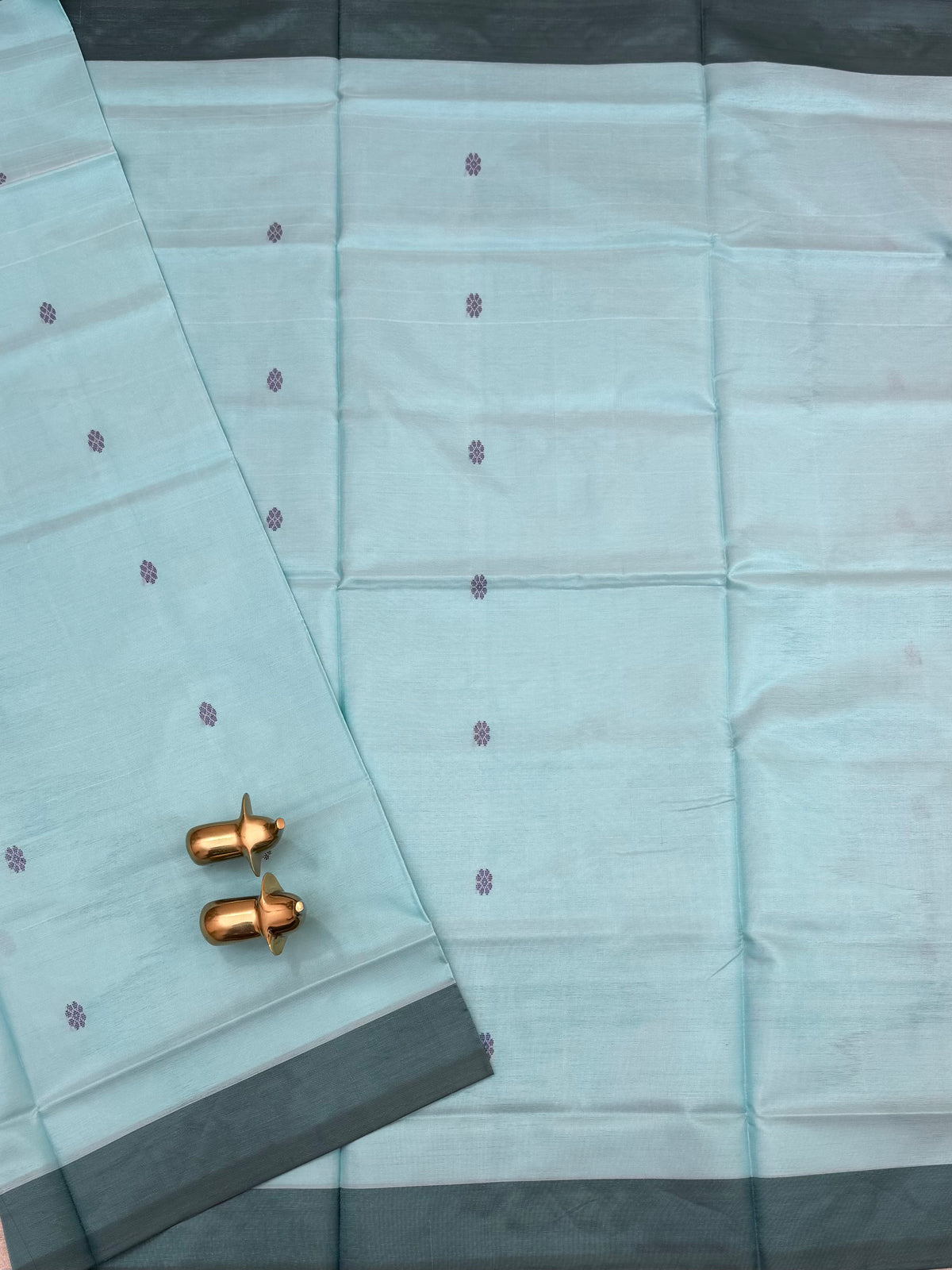Chinnalampattu Saree - Pastel Blue with Green