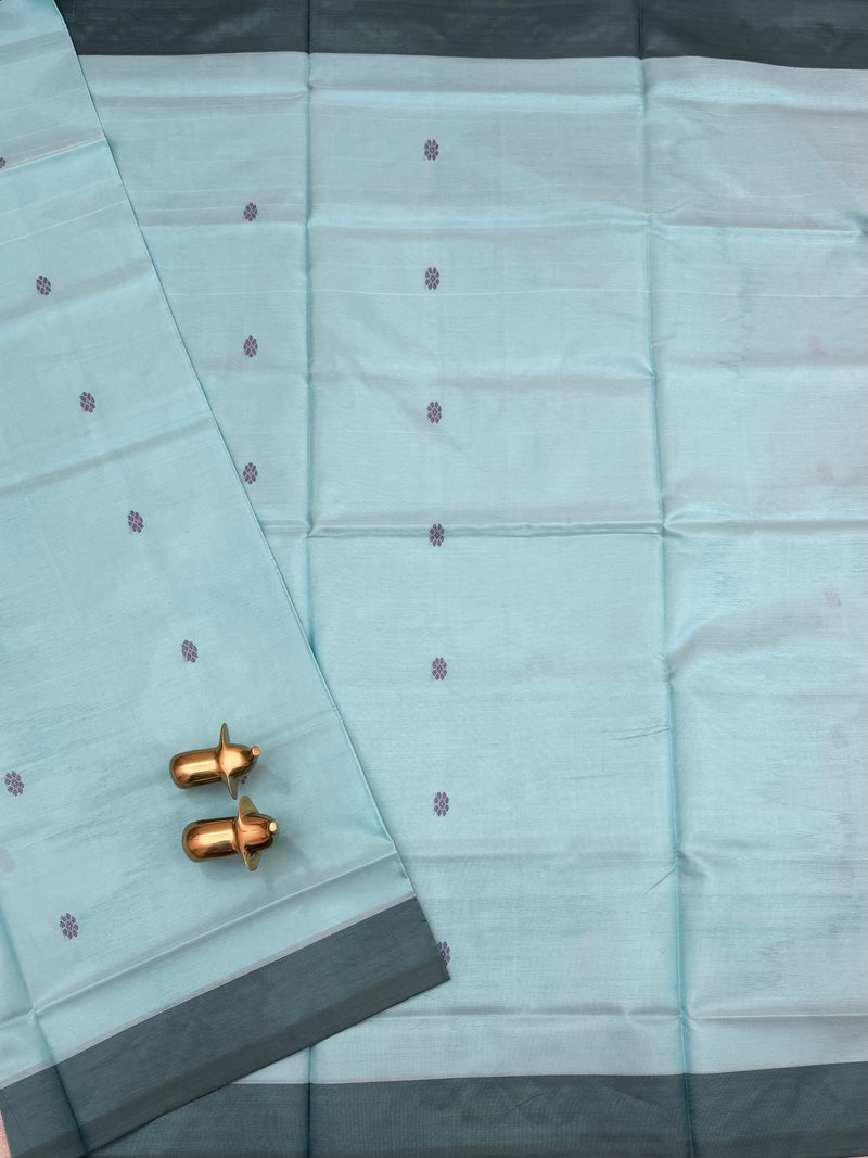 Chinnalampattu Saree - Pastel Blue with Green
