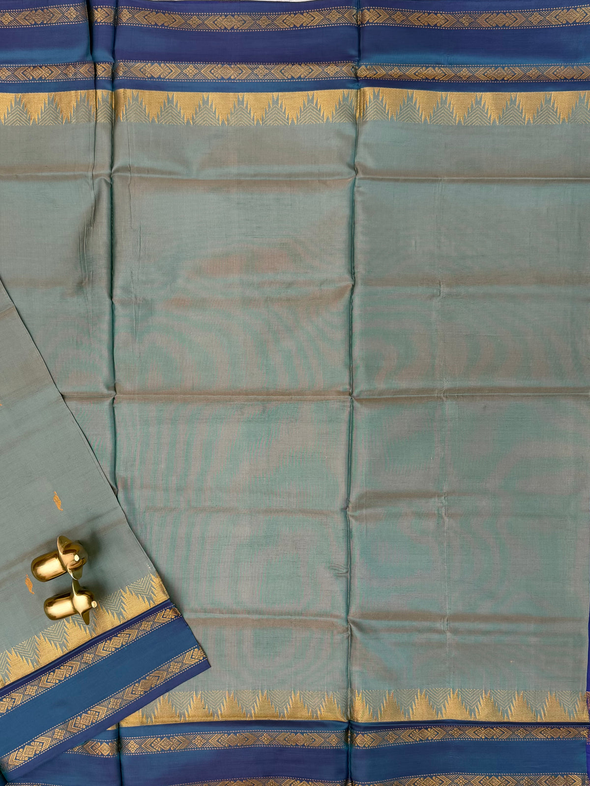 Chinnalampattu Border - Grey with Blue
