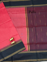 Semi Raw Silk - Peach with Black