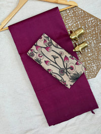 Handwoven Mangalagiri Plain Pattu Saree - Purple