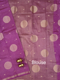 Tussar Silk Cotton Saree - Dark Lavender