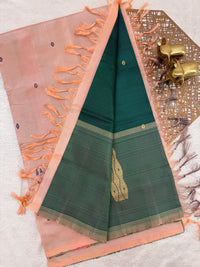 Chinnalampattu Saree - Dark Green with Peach