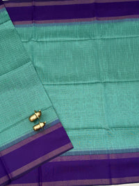Semi Raw Silk - Sea Green with Purple