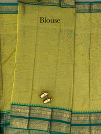Chettinad Cotton Sarees - Light Green with Dark Green