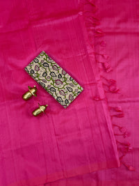 Handwoven Mangalagiri Plain Pattu Saree - pink