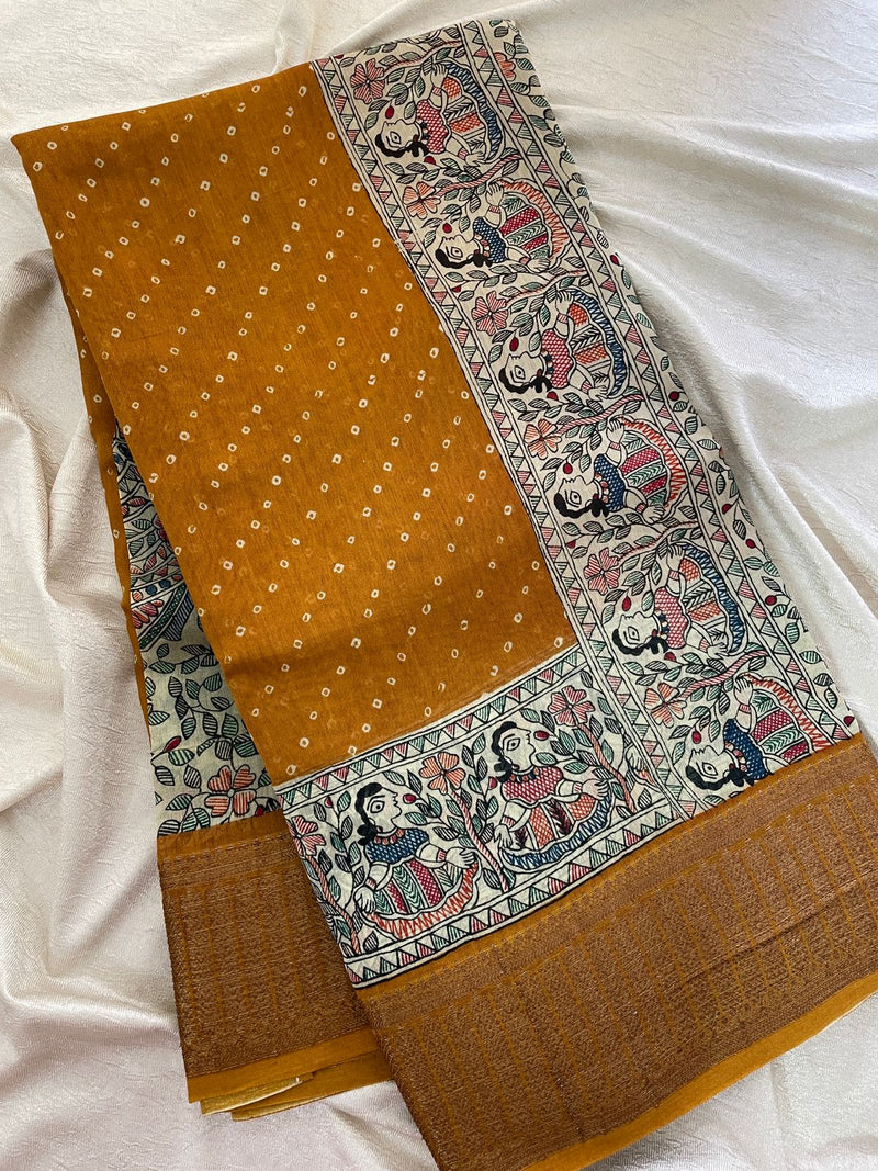 Pure Chanderi Butter Silk - Mustard Yellow