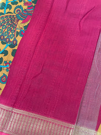 Pure Chanderi Butter Silk - Yellow with Red