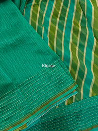 Pure Chanderi Butter Silk - Sea Green with Blue