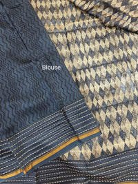 Pure Chanderi Butter Silk - Dark Blue