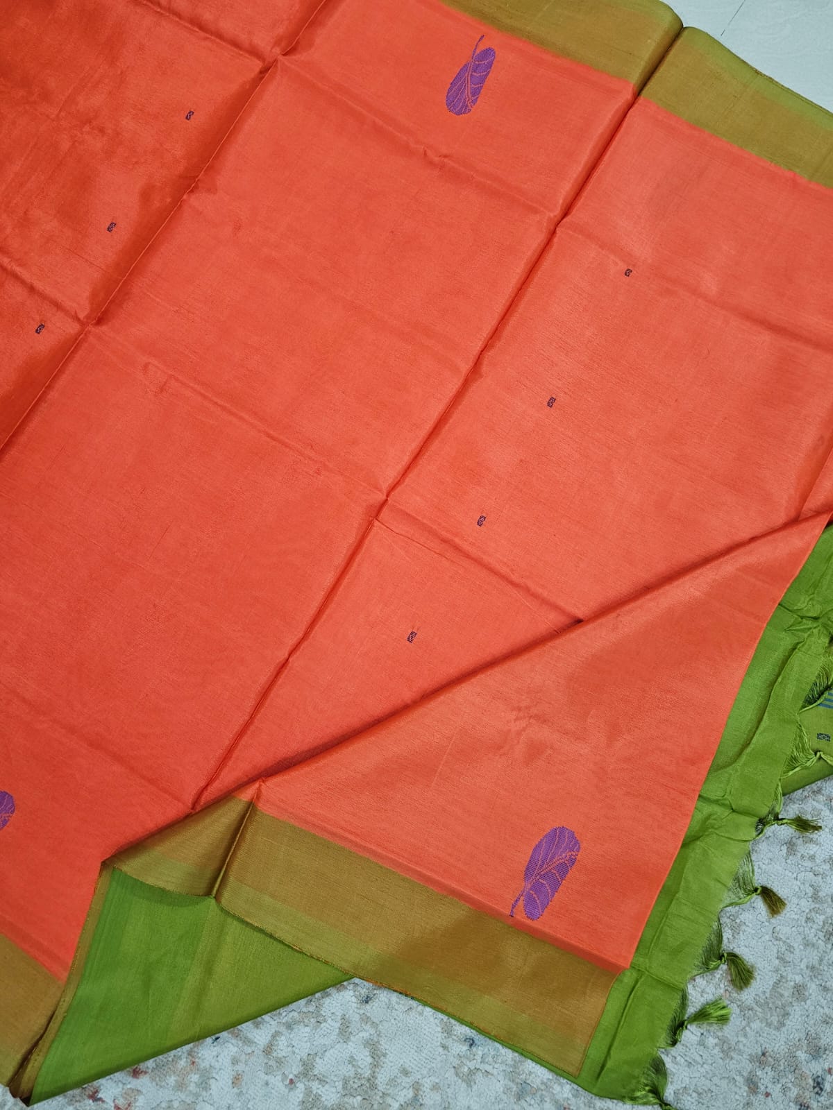 Chinnalampattu Saree - Orange with Green