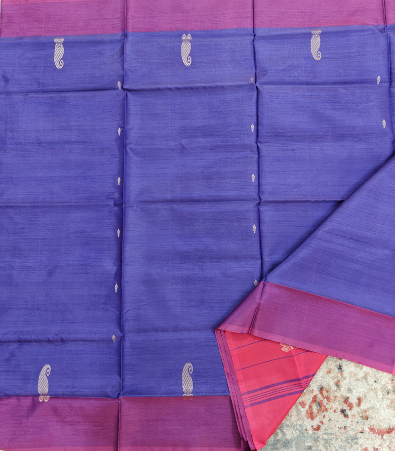 Chinnalampattu Saree- Blue with Pink