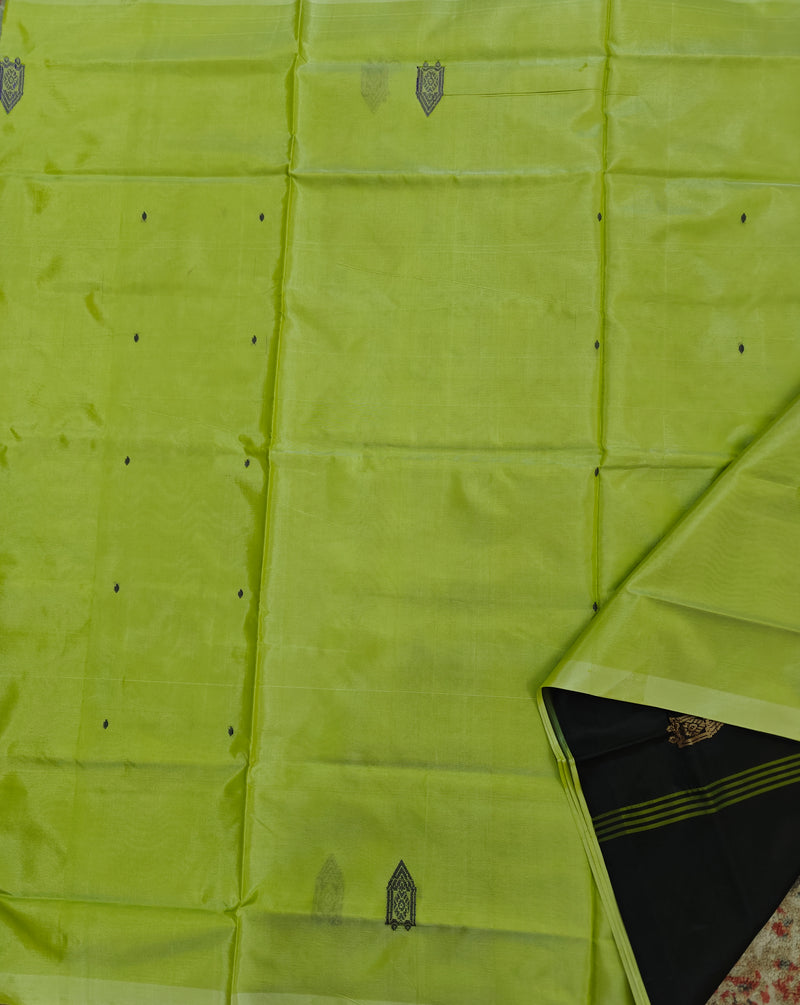 Chinnalampattu Saree- Lime Green with Black