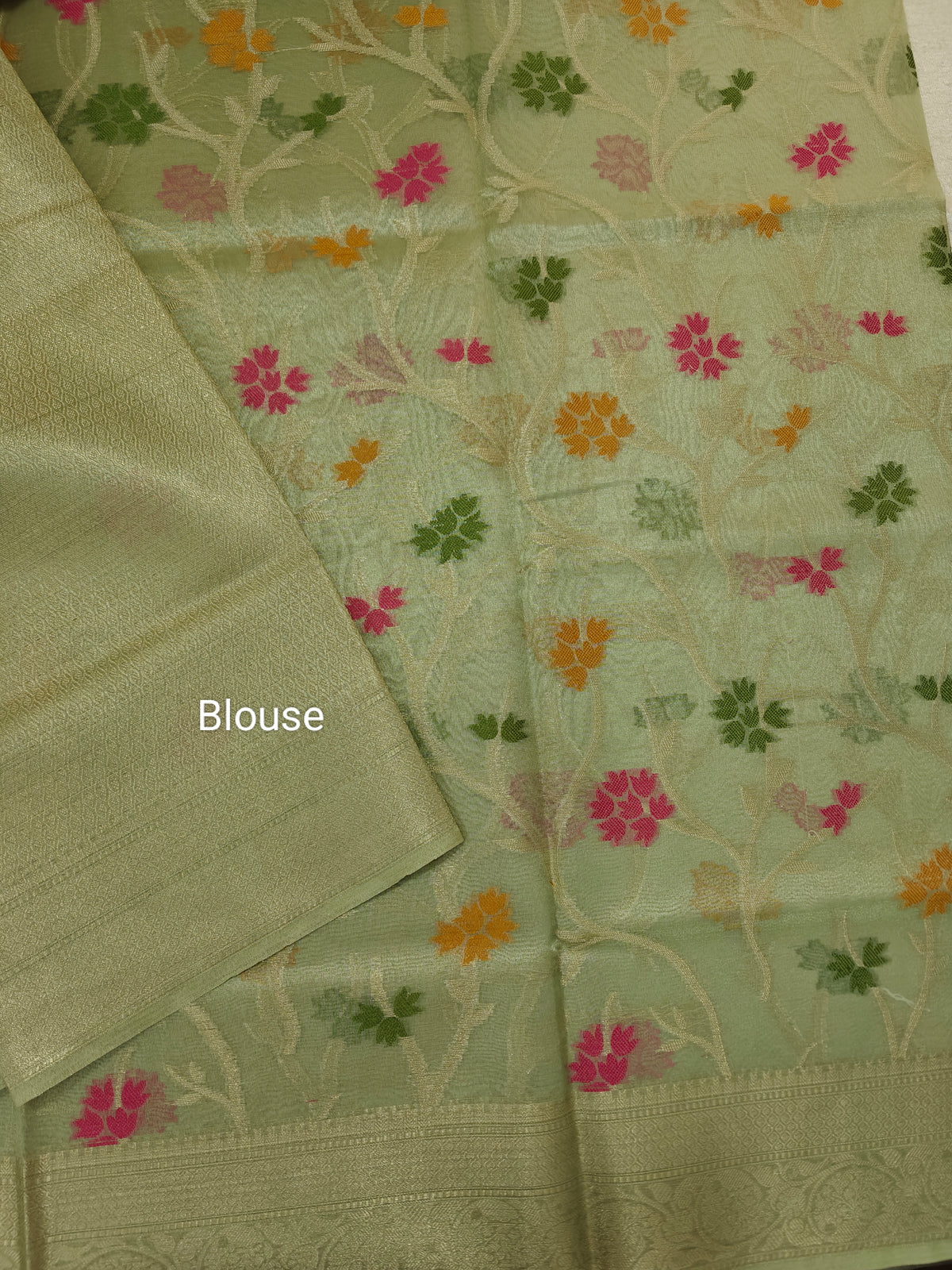 Kora Tissue Saree - Green