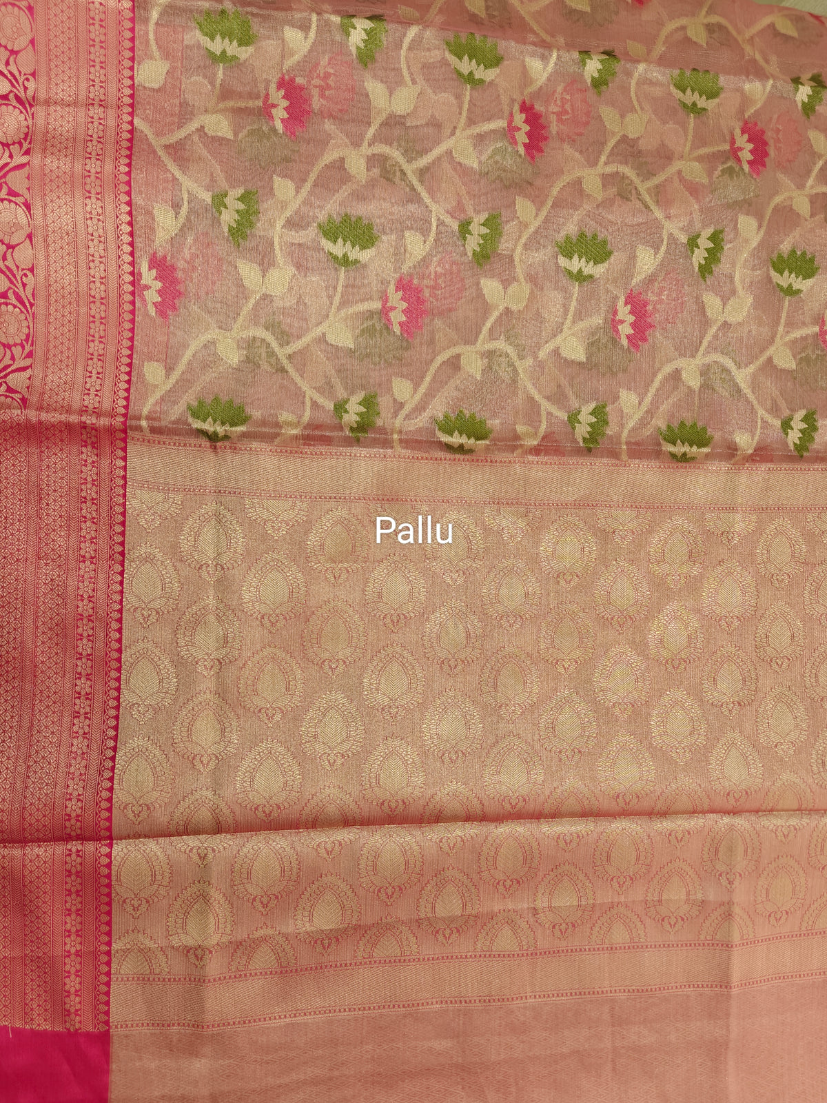 Kora Tissue Saree - Pink