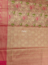 Kora Tissue Saree - Pink