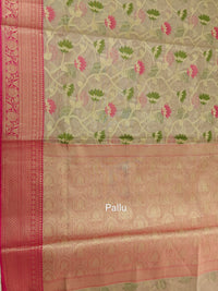 Kora Tissue Saree - Onion Pink