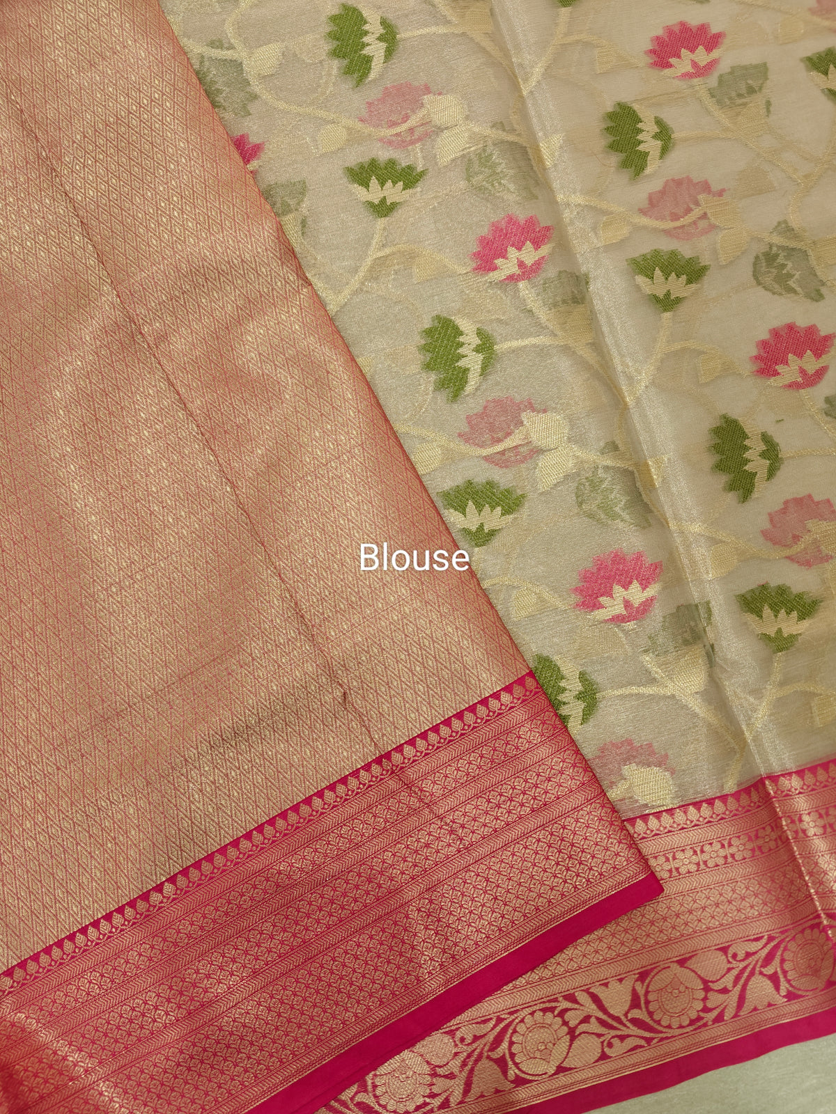 Kora Tissue Saree - Onion Pink