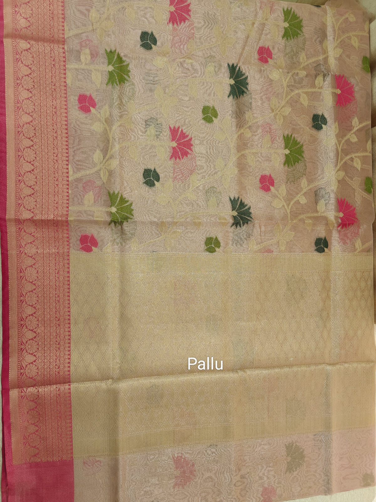 Kora Tissue Saree - Pink