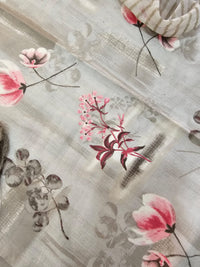 Cotton Satin Blend Unstitched Salwar - Grey