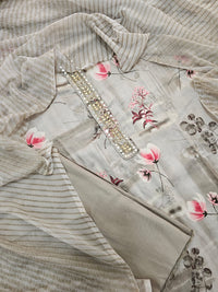 Cotton Satin Blend Unstitched Salwar - Grey