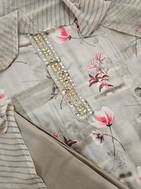 Cotton Satin Blend Unstitched Salwar - Grey