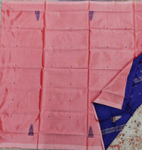 Chinnalampattu Saree- Peach with Blue