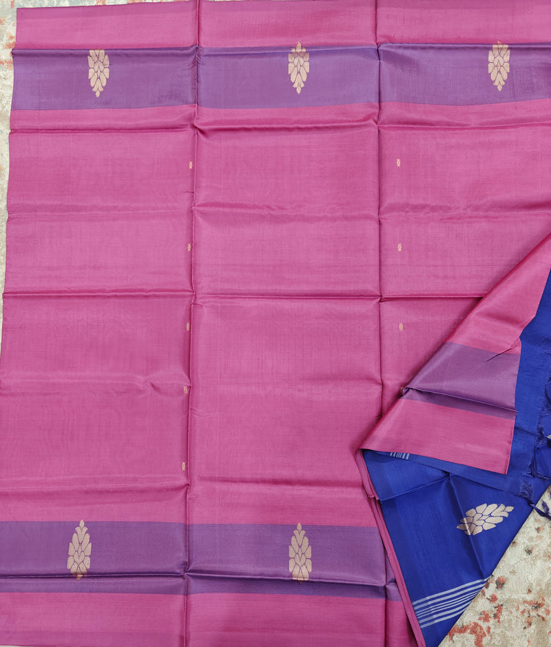 Chinnalampattu Saree-Pink with Blue