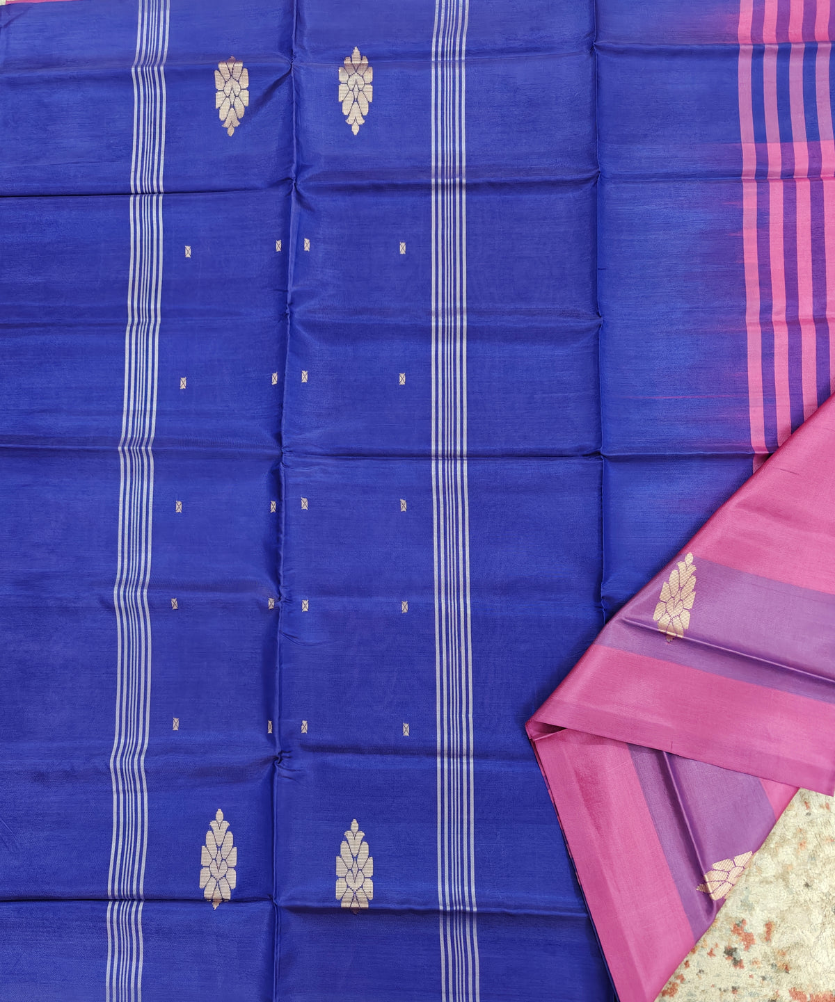 Chinnalampattu Saree-Pink with Blue
