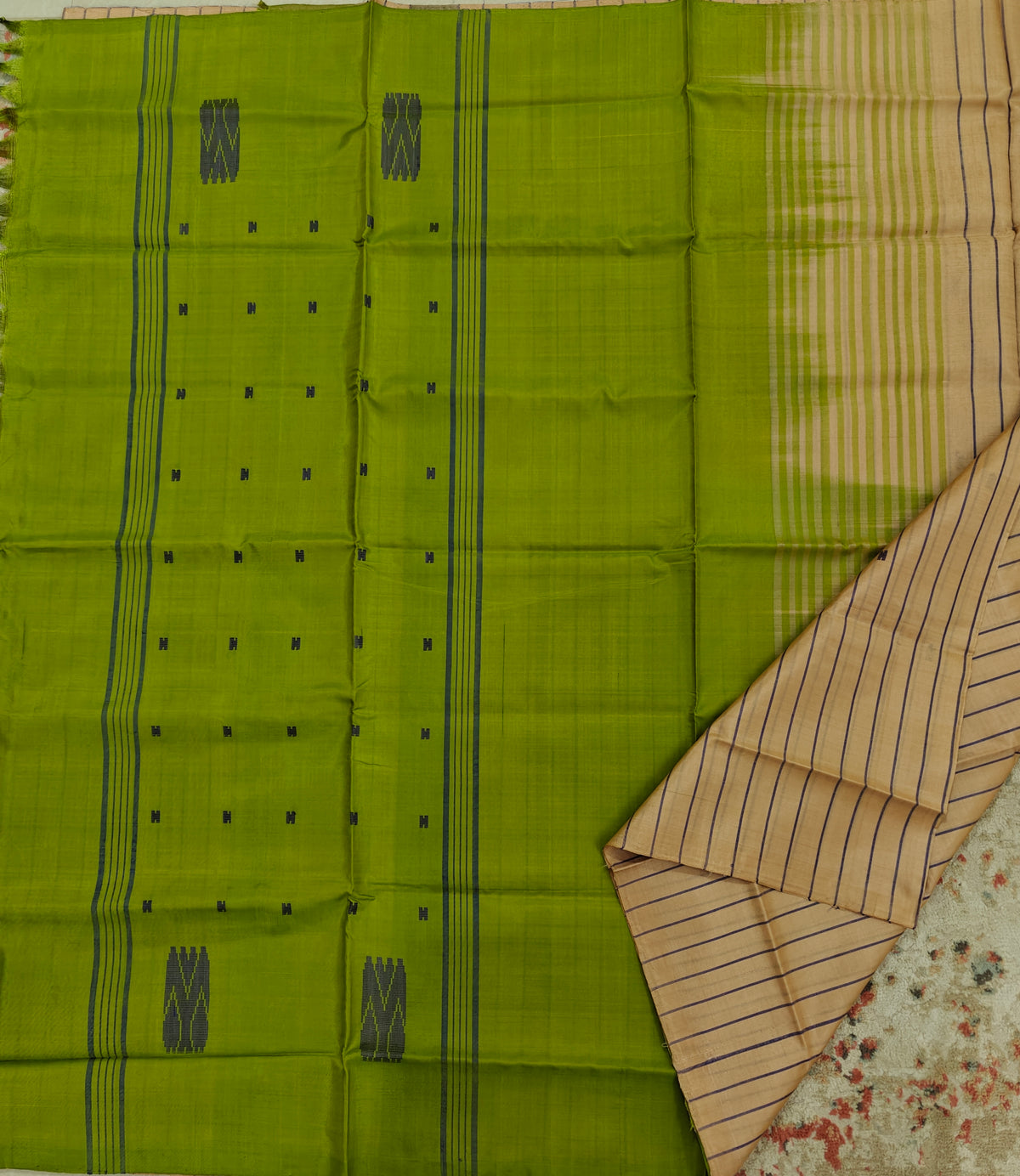 Chinnalampattu Saree-Cream with Green