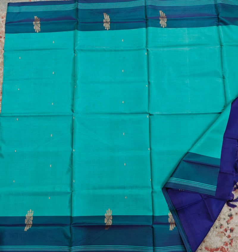 Chinnalampattu Saree- Sea Green with Blue