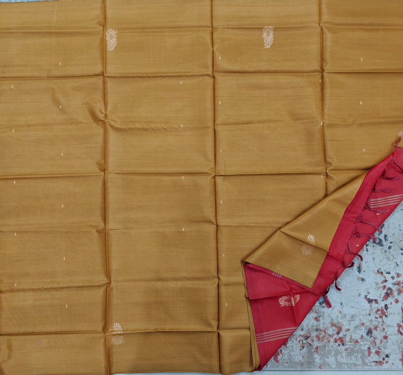 Chinnalampattu Saree- Mustard yellow with Red