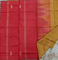 Chinnalampattu Saree- Mustard yellow with Red