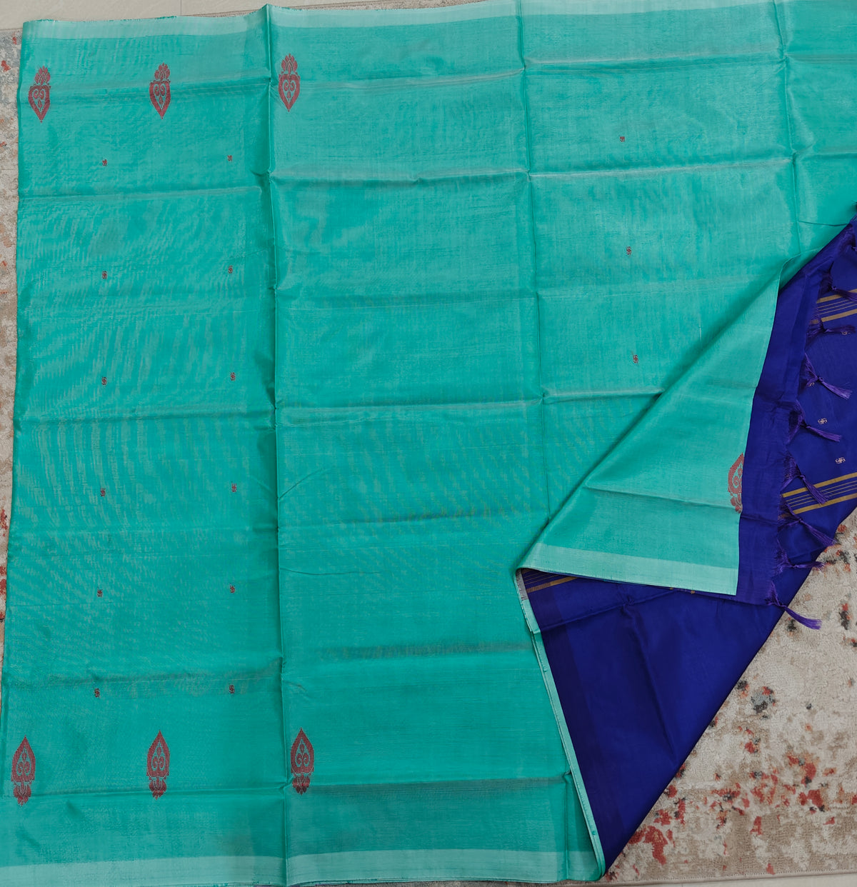 Chinnalampattu Saree- Sea Green with Blue