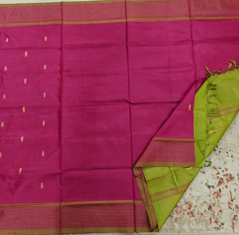Chinnalampattu Saree- Pink with Green