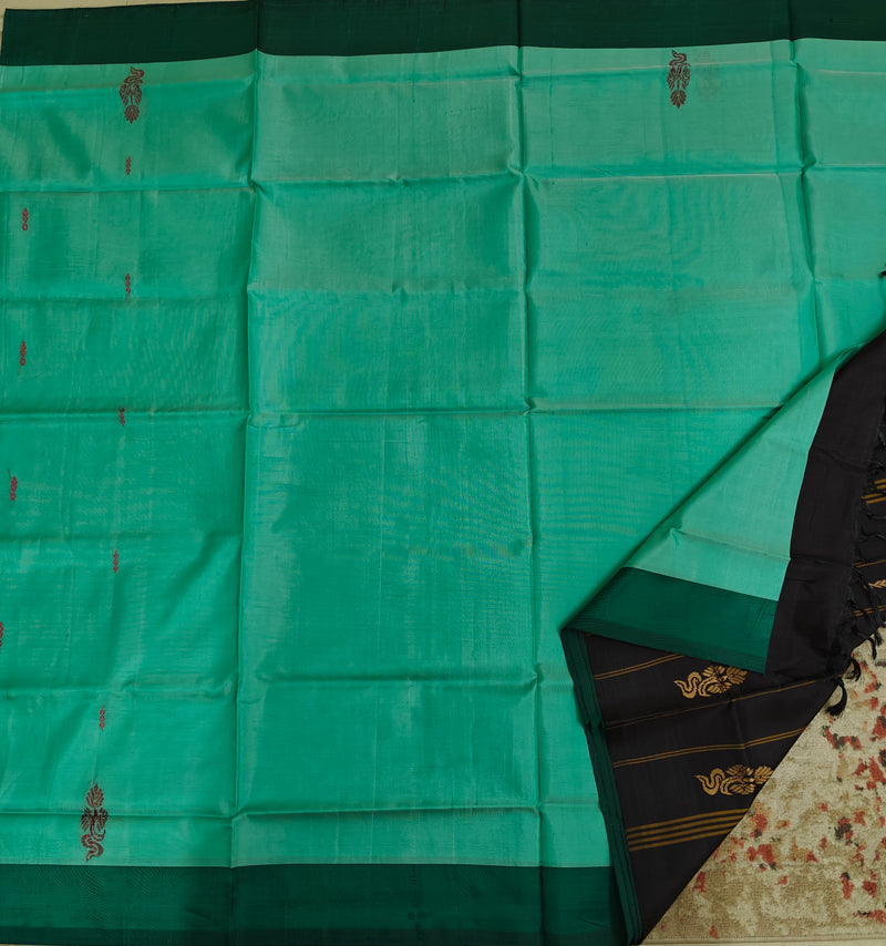 Chinnalampattu Saree- Sea Green with Black