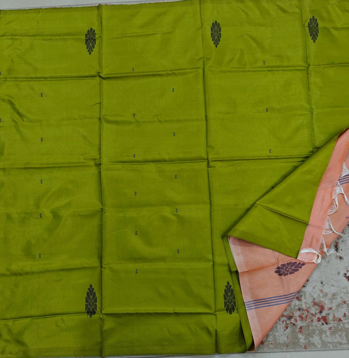 Chinnalampattu Saree- Green with Orange