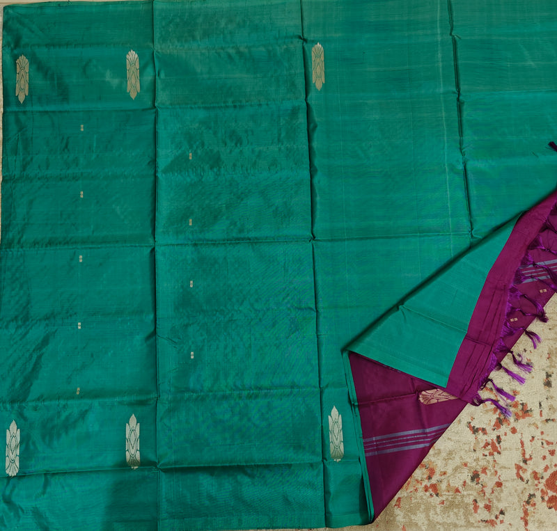 Chinnalampattu Saree- Rama Green with Magenta Pink