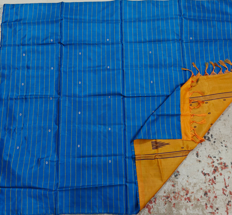 Chinnalampattu Saree- Blue with Yellow