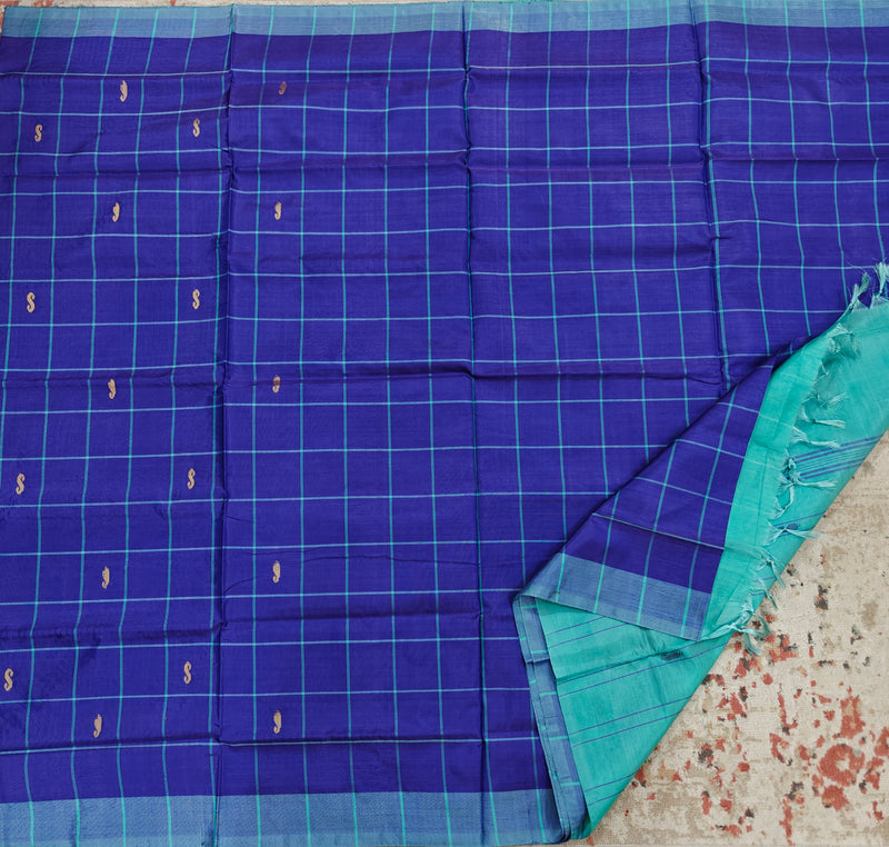Chinnalampattu Saree-Blue with Sea Green
