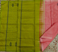 Chinnalampattu Saree- Peach with Green