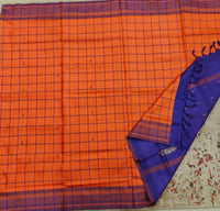 Chinnalampattu Saree- Orange with Blue