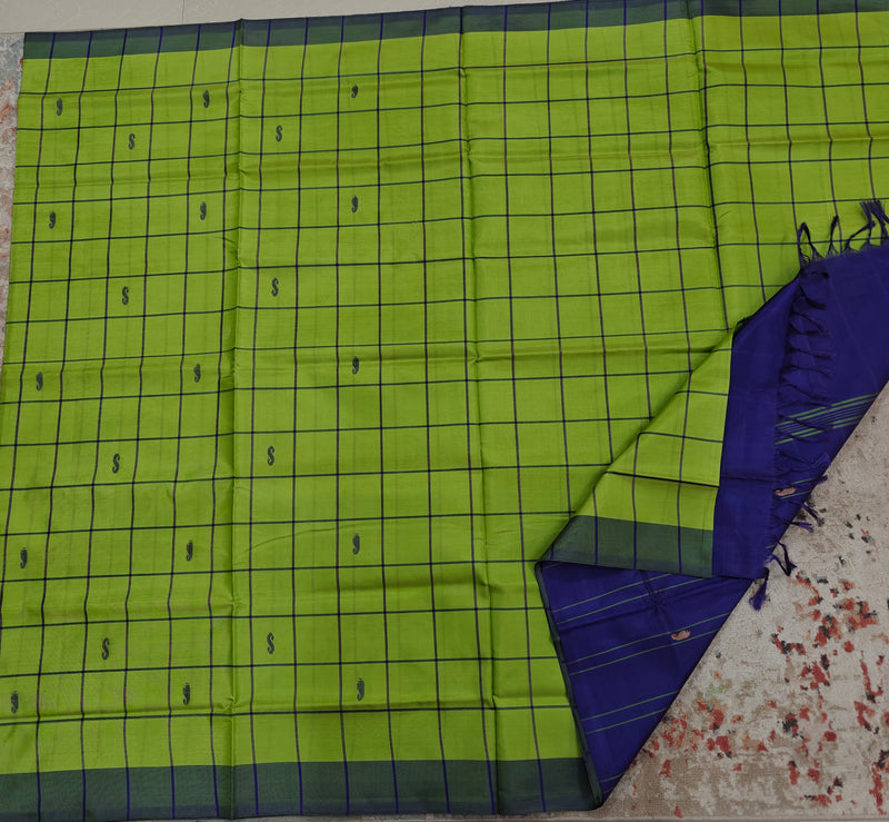 Chinnalampattu Saree- Green with Blue