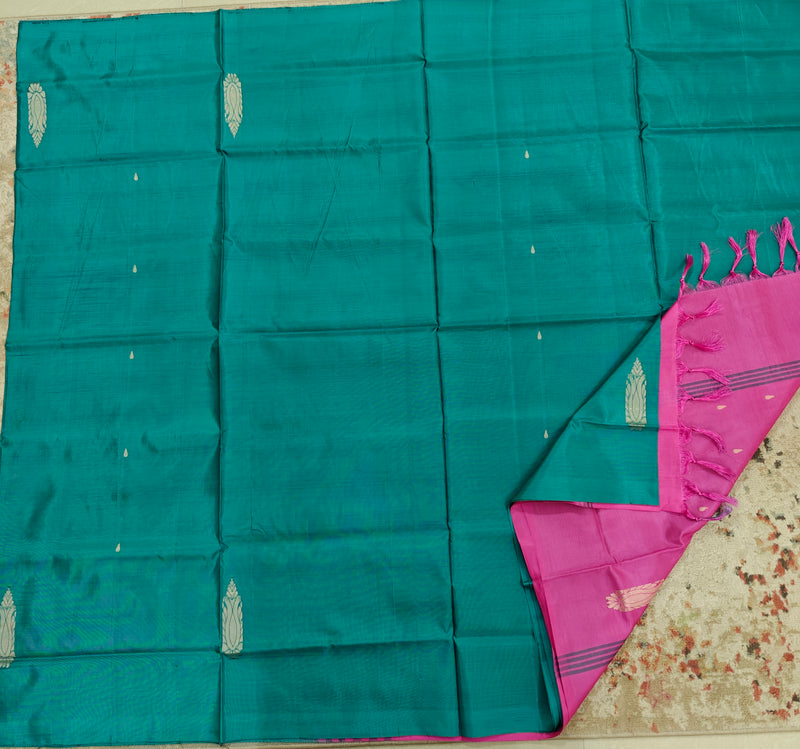 Chinnalampattu Saree- Rama Green with Pink