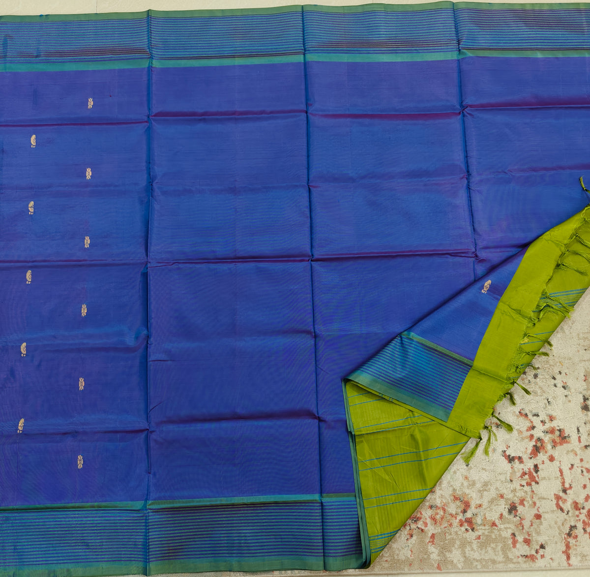 Chinnalampattu Saree- Blue with Green