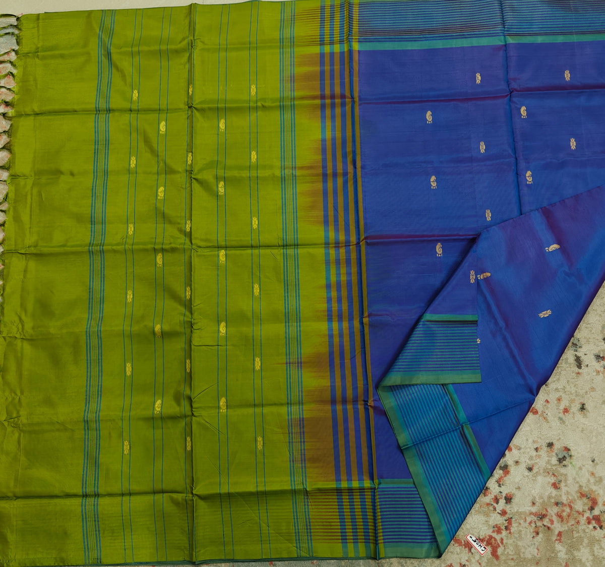 Chinnalampattu Saree- Blue with Green