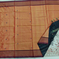 Chinnalampattu Saree- Rust Orange with Black