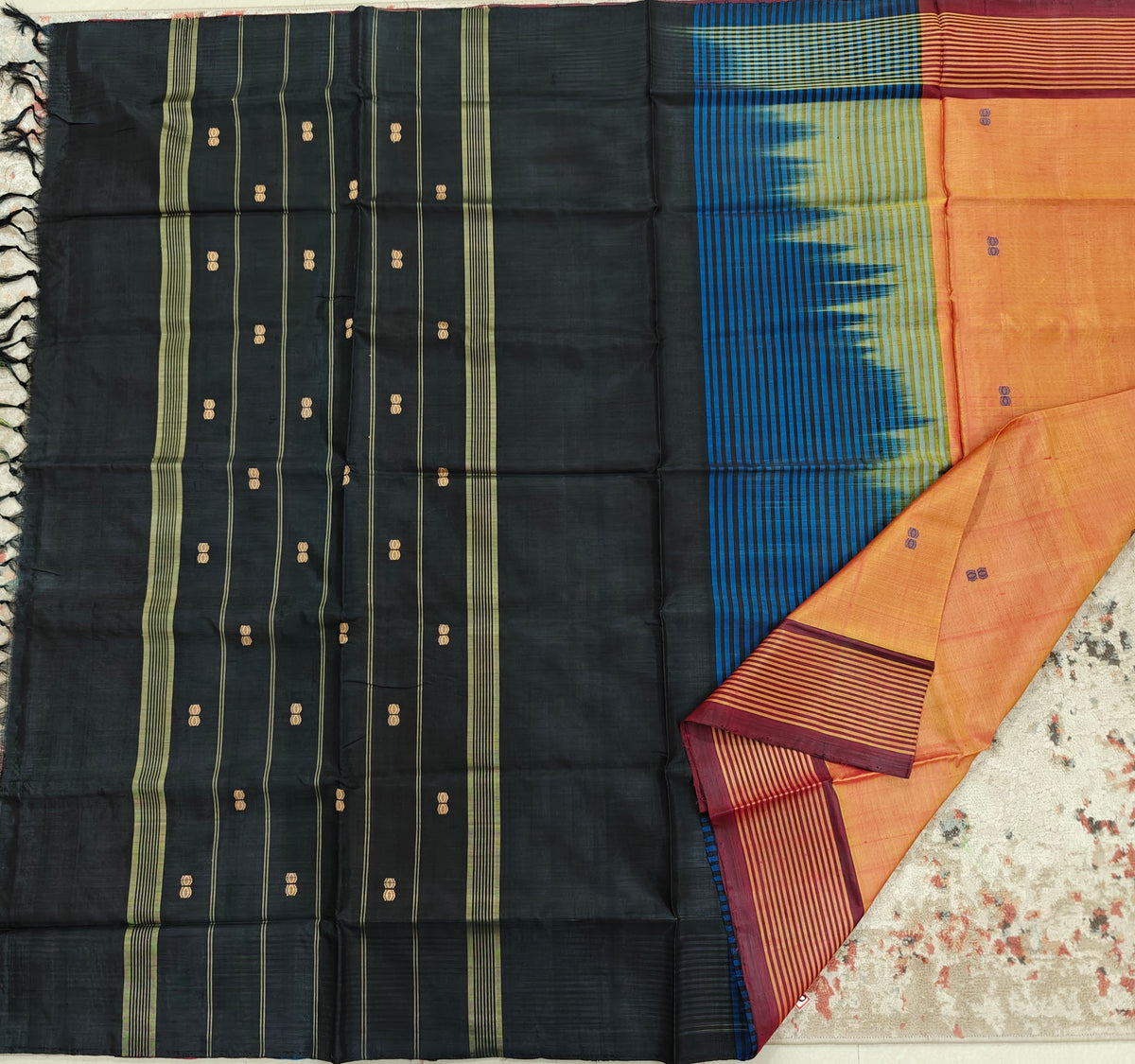 Chinnalampattu Saree- Rust Orange with Black