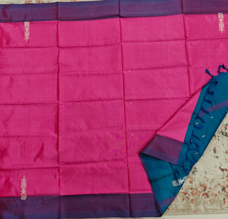 Chinnalampattu Saree- Pink Rama Greeni